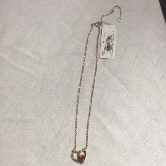 NWT NAPIER Gold tone Heart Necklace with red stone - Picture 2 of 3